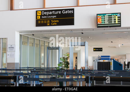 innen Launceston Flughafen in Tasmanien, mit Abflug-Gates und Sicherheitskontrolle X-Ray, Australien Stockfoto