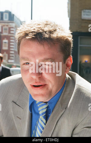 Suggs, lead-Sänger der britischen Ska-Gruppe Madness, 30. April 1997. Stockfoto