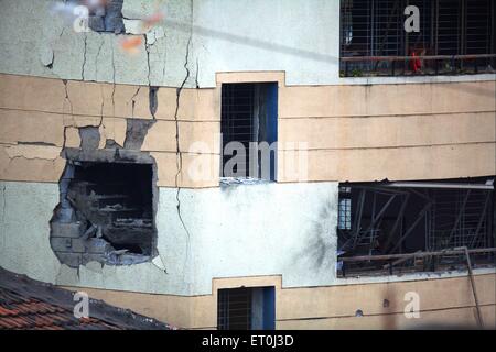 Beschädigtes Nariman-Haus, 2008 Mumbai-Angriff, Terroranschlag, Terroranschlag, Bombay, Mumbai, Maharashtra, Indien, 26. November 2008 Stockfoto