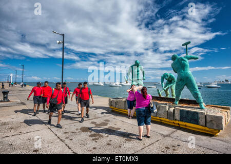 Sembradores de Via De La Escollera (Sowers der Jetty-Strecke), Skulptur von Humberto Peraza, 2002, im Hafen von Veracruz, Mexiko Stockfoto
