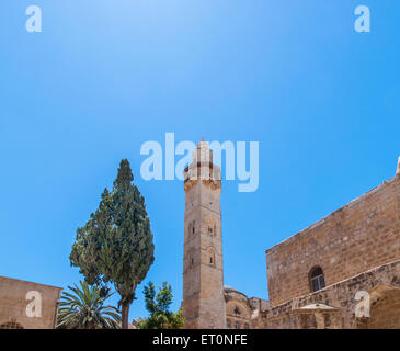 Minarett mit einer Umfrageplattform. Altstadt von Jerusalem. Israel Stockfoto