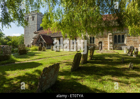 Frühling am Nachmittag an Str. Marys Kirche in Ringmer, East Sussex, England. Stockfoto