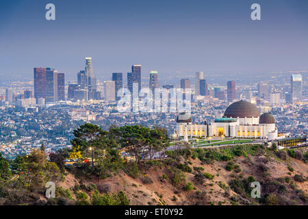 Skyline von Griffith Park Innenstadt Los Angeles, Kalifornien, USA. Stockfoto