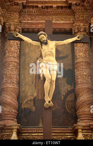 Kruzifix Jesus Kirche des heiligen Cajetan in Old Goa Panjim Indien Asien Stockfoto