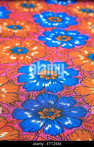 Blume gedruckt Baumwolltuch Stoff Sari Stockfoto