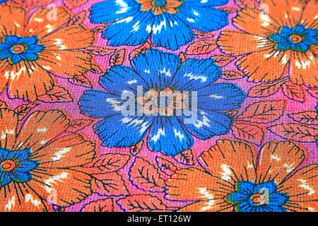 Blume gedruckt Baumwolltuch Stoff Sari Stockfoto