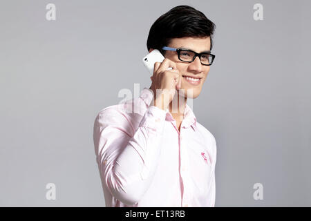 Mann spricht über Mobiltelefon; Indien; Asien; HERR#790E Stockfoto