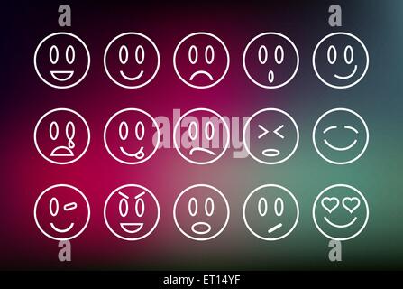 Satz von Emoticons Linie Illustration mit bunten Hintergrund jedoch unscharf. Ideal für Web, Chat und app-Design. EPS10 Vektor-Datei. Stock Vektor