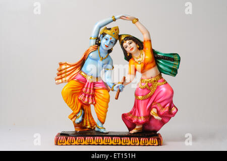 Clay Statue von Gott und Göttin Radha und krishna Stockfoto