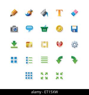 23 bunten Web app Grafikeditor Werkzeuge Symbole auf weißem Hintergrund. 10 RGB EPS-Vektor-Icons set Stock Vektor