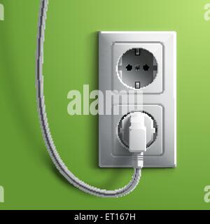 Weißen Stecker und Buchse auf grüne Wand Hintergrund. 10 RGB EPS-Vektor-illustration Stock Vektor