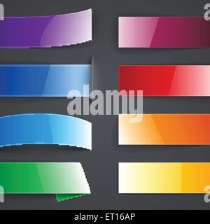 Reihe von Bannern, glänzend bunten Blankopapier mit transparenten Schatten auf grauem Hintergrund. 10 RGB EPS-Vektor-illustration Stock Vektor