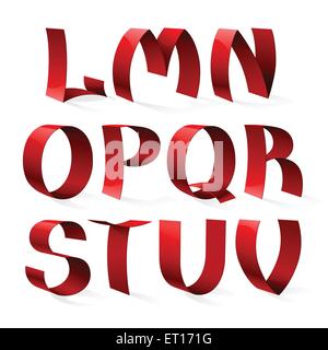 Satz von isolierten roten Farbe glänzendes Band Schrift Buchstaben A-K. 10 RGB EPS-Vektor-illustration Stock Vektor