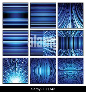 Abstrakte weißen, blaue und schwarze Streifen Hintergründe gesetzt. 10 RGB EPS-Vektor-illustration Stock Vektor