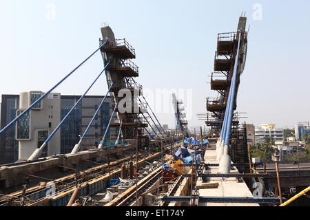 Metro Train Bridge Construction Bombay Mumbai Maharashtra Indien Asien Asiatisch Indisch Stockfoto