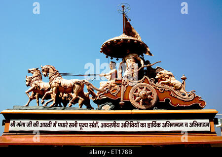 Shree Krishna Arjuna Chariot; Swarg Ashram; Rishikesh; Uttaranchal; Uttarakhand; Indien Stockfoto