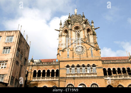 Victoria vt jetzt Chhatrapati Shivaji Terminus Kopfbahnhof; Bombay Mumbai; Maharashtra; Indien Stockfoto