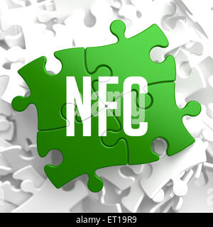 NFC auf grüne Puzzle. Stockfoto