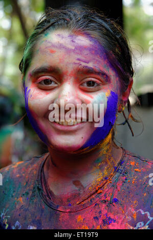 Mädchen feiern Holi Festival Herr #364 Stockfoto