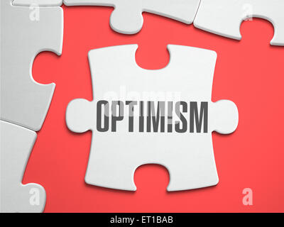 Optimismus - Puzzle auf der Stelle der fehlenden Teile. Stockfoto