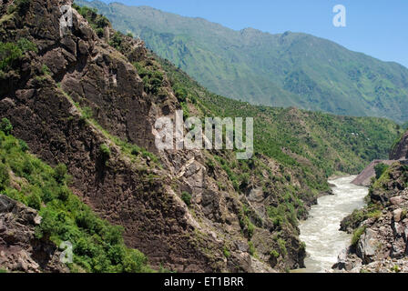 Fluss Jhelum Uri Sektor Jammu und Kaschmir Indien Asien Stockfoto