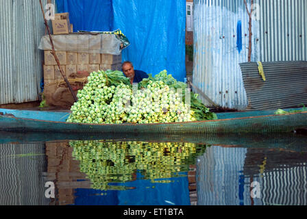 Mobilen Gemüseladen auf Boot in dal Lake Srinagar Jammu und Kaschmir Indien Asien Stockfoto