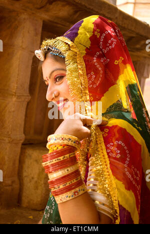 Porträt von Rajasthani Frau; Rajasthan; Indien Herr #704 Stockfoto