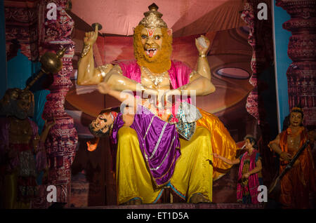 Großen Idol von Narsinh Avtar in einem Pandals in Bara Gali Ganpati Utsav Mumbai Indien Asien Stockfoto