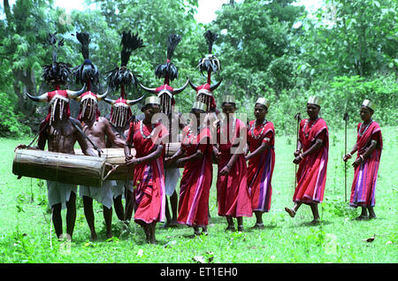 Tribal Dance; Bison Horn maria Tribe Dancing; Bastar; Chhattisgarh; Indien Stockfoto