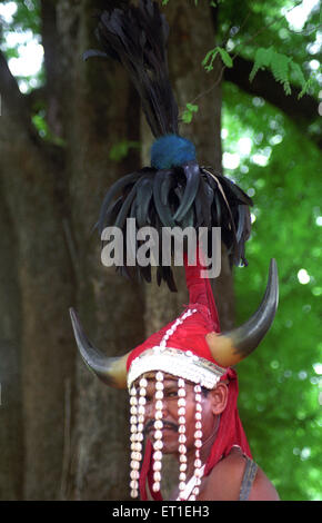 Bison Horn Maria Tribal Dance Maske, Jagdalpur, Chhattisgarh, Indien Stockfoto