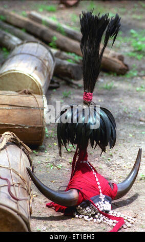 Bison Horn Maria Tribal Dance Maske, Jagdalpur, Chhattisgarh, Indien Stockfoto