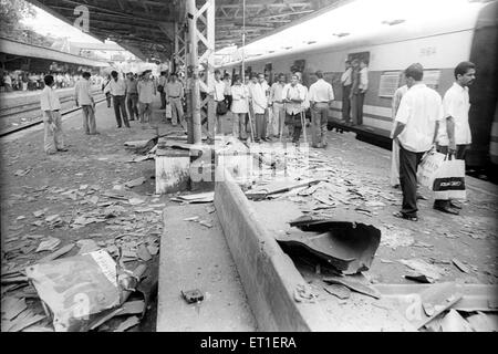 Website der Bombenanschlag am Bahnhof von Mahim; Bombay Mumbai; Maharashtra; Indien Stockfoto