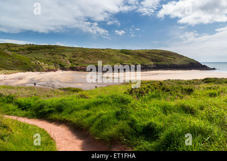 Weg zum Strand Manorbier Pembrokeshire, Wales Großbritannien Europa Stockfoto