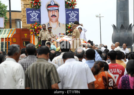 Homage, Hemant Karkare, Chief Anti Terrorism Squad, tötete 2008 Terroranschlag in Mumbai, Bombay, Mumbai, Maharashtra, Indien Stockfoto