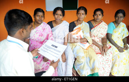 Rural Bank Education, Kshetriya Gramin Financial Services, NGO, IFMR Foundation, Tanjore, Thanjavur, Tamil Nadu, Indien Stockfoto