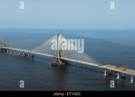 Bandra Worli sealink, Rajiv Gandhi-Brücke, im Bau, Bombay, Mumbai, Maharashtra, Indien Stockfoto