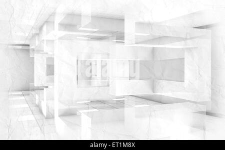 Abstrakte kreative Architektur Blueprint Hintergrund, innen mit chaotischen geometrische Konstruktionen und Papierstruktur, 3d Stockfoto