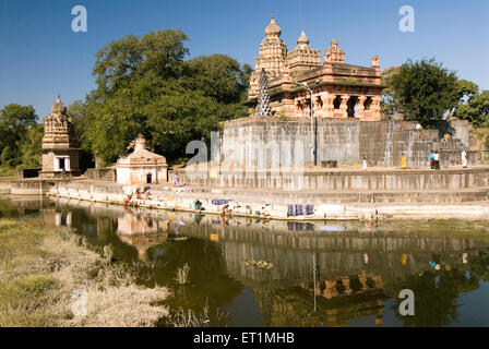 Sangemeshvar; Herrn Shankar Shiva-Tempel am Ufer des Flusses Karha & Chamblis Zusammenfluss Sasvad Dorf Purandar Pune Stockfoto