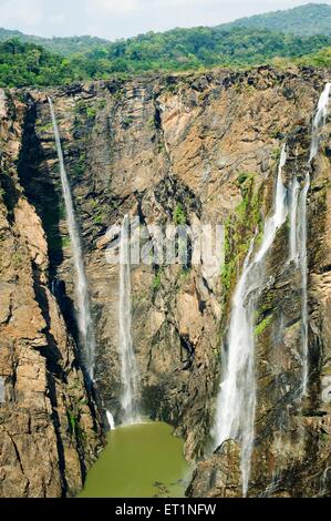 Jog fällt; Sharavati Fluss Wasserfall; Sagar; Shimoga; Shivamoga; Western Ghats; Karnataka; Indien; Asien Stockfoto