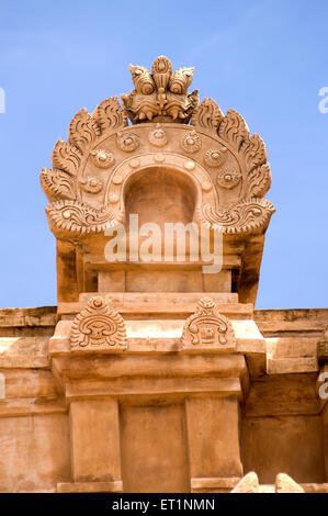 Kirtimukh auf der Airavatheeswara-Tempel in Darasuram Dharasuram in Tamil Nadu Gopuram; Indien Stockfoto