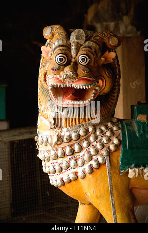 Löwenskulptur, Brihadeeswara Tempel, Brihadishvara Tempel, Thanjai Periya Kovil, Rajarajeswaram, Tanjore, Thanjavur, Tamil Nadu, Indien Stockfoto