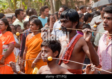 Thaipusam Festival, Thaipoosam Festivals, hindu Festival, Reue Ritual, durchdringende Haut, Akt der Hingabe, Kerala, Indien, indisches Festival Stockfoto