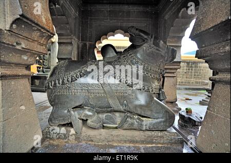 Nandi Bull Statue in Kashi Vishweshwar Tempel in Wai Satara Maharashtra Indien Asien Stockfoto