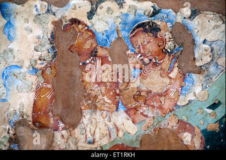 Wandmalereien in Ajanta Höhlen; Aurangabad; Maharashtra; Indien Stockfoto