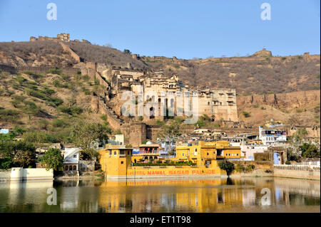 Nawal Sagar und Bundi Fort Palast Rajasthan Indien Asien Stockfoto