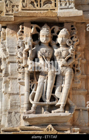 Skulptur auf Neelkanth Mahadev Jain Tempel Chittorgarh Rajasthan Indien Asien Stockfoto