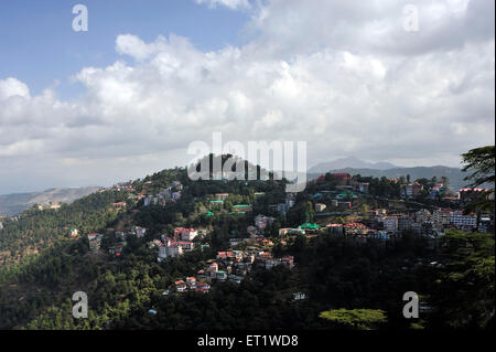 Luftaufnahme der Stadt in Shimla, Himachal Pradesh Indien Asien Stockfoto