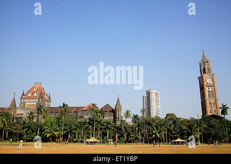 High Court; Bombay Stock Exchange; Rajabai Clock Tower; Churchgate; Oval Maidan; Bombay; Mumbai; Maharashtra; Indien; Asien; Asiatisch; Indisch Stockfoto
