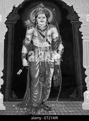 Bhagwan Shri RAM Rama Ramachandra Ölgemälde, Ralegan Siddhi, Parner taluka, Ahmednagar District, Maharashtra, Indien, Asien, Asien, Indien Stockfoto