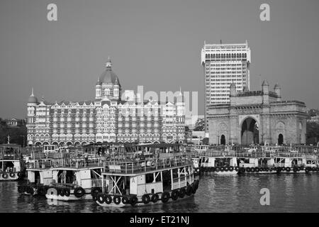 Gateway of India, Taj Mahal Hotel, Apollo Bunder, Colaba, Bombay, Mumbai, Maharashtra, Indien, Asien, Asien, Indisch Stockfoto